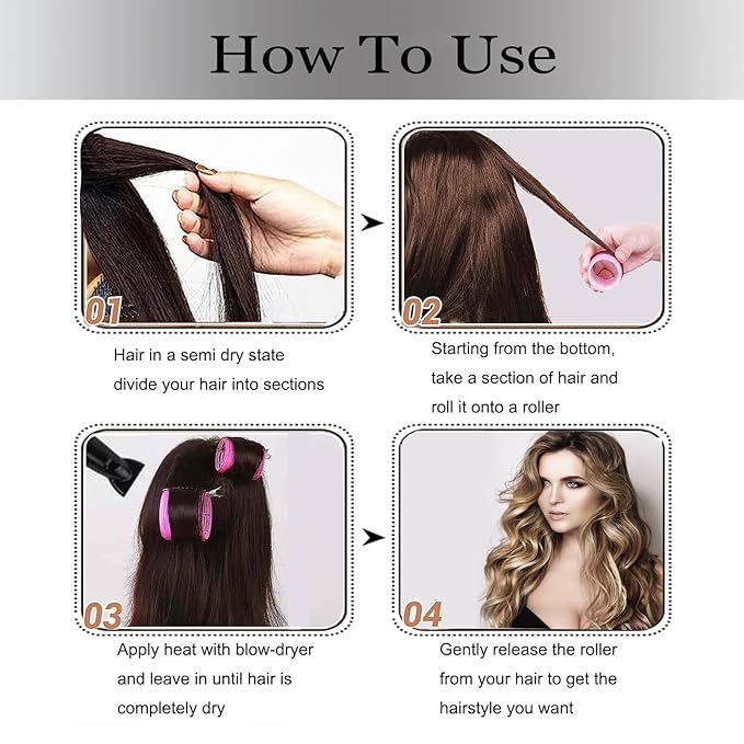 38Pcs Hair Rollers Set,Hair Rollers for Blowout Look, Self Sticky Hair Curlers, Jumbo Large Medium Sizes for Short Long Hair,with18 Rollers 18 Metal Clips & Comb & Storage Bag (Gift Pack)