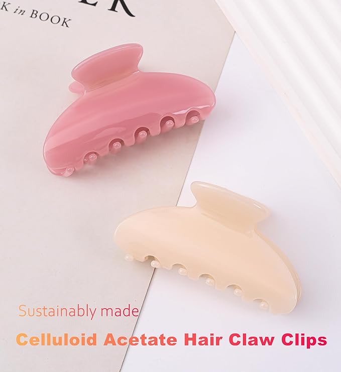 2 Pcs Small Medium Hair Claw Clips for Women Acetate Claw Hair Clips for Thin Fine Thick Hair