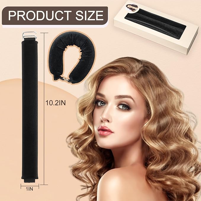 Heatless Curling Kit: Curling Rod, Headband Curler, Ribbon with Hook - Easy to Use for Overnight Curl Styling (2Pcs)