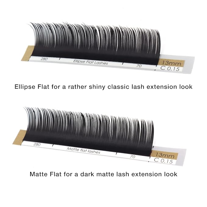 LASHVIEW Eyelash Extension - Ellipse Flat Eyelash Extensions, Individual Lashes, 0.15mm C Curl 11mm, Semi-Permanent, Extremely Light & Soft, Professional Salon Use