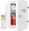 Simple Deluxe 9 Can 6L Mini Fridge with Clear Observation Window, Freon-Free Portable Compact Fridge, Cooler & Warmer for Drinks, Skincare, White