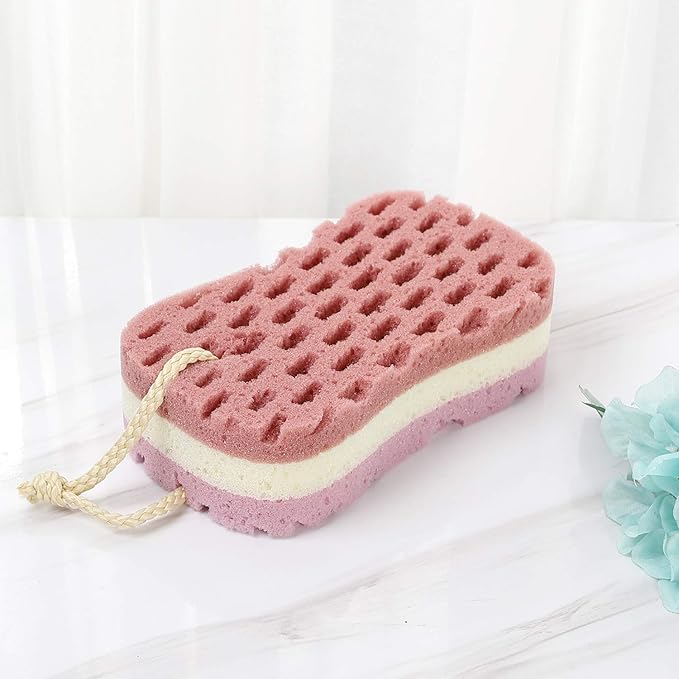 3 Pcs Bath Sponge for Women, Men, Kids, Sponge Loofah Body Scrubber Shower Sponge for Body Wash Bathroom, 3 Colors & Large Size Bathing Sponge Bathing Accessories(Large Size)