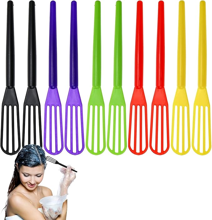 10 PCS Plastic Hair Coloring Mixer,Hair Color Whisks Dye Cream Mixer,Tint Color Cream Colorful Spoon Applicator Hair Bleaching Highlight Tool for Home Barber Shop Salon