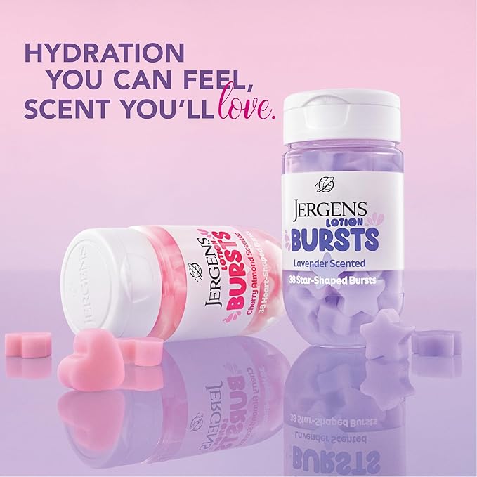 Jergens Lavender Lotion Bursts, Squishy Star-Shaped Moisturizer Bursts, 38 Ct