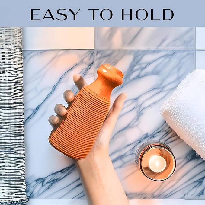 Pumice Stone for Feet - 2-Sided Terra Cotta Foot Scrubber, Professional Exfoliating Clay Stone for Feet Hands Body Care - Pumice Stone for Feet Callus Remover, Brown (Pack of 2)