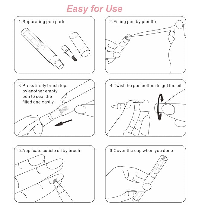 50 Pack Empty Cuticle Oil Pens Bulk-3ml Travel Size Nail Oil Pen, Disposable Twist Pens with Brush-No Leak, DIY Nail Care Kits for Nail Salon