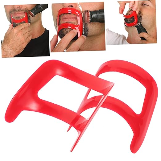 2Pcs Beard Styling Ruler Compact Goatee Outline Tool for Precision Shaping Durable Plastic Beard Template for Travel and Grooming