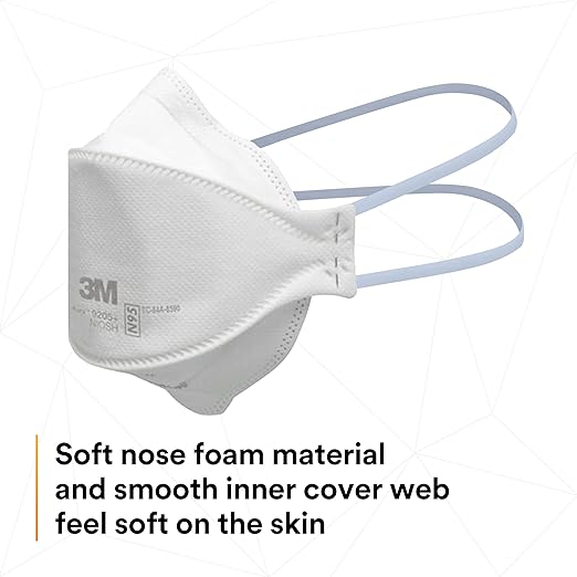 3M Aura Particulate Respirator 9205+, N95, Pack of 440 Disposable Respirators, Individually Wrapped, 3 Panel Flat Fold Design Allows for Facial Movements, Comfortable, NIOSH Approved