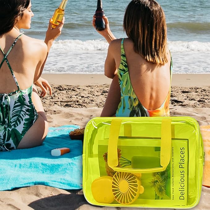 Yellow PVC Pure Color Transparent Gift Pouch Wash Travel Makeup Cosmetic Bag with Handle for Travel Bathroom Toiletry Organizer (Yellow)