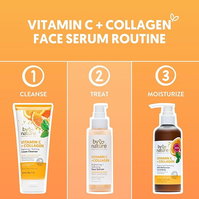 By Nature Vitamin C + Collagen Face Serum - Restore and Energize Tired Skin with Vitamin C, Plumping Collagen, Plus Texture Enhancing Turmeric - Premium Skin Care Serum for Face - 3fl. oz.