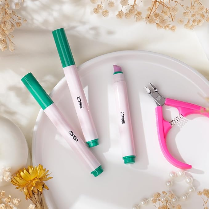 Ceramic Cuticle Oil Pusher Pen: 2PCS Nail Cuticle Buffer Pens for Hangnails, Dry & Damaged Nails, Moisturize Strengthen Brighten Nails