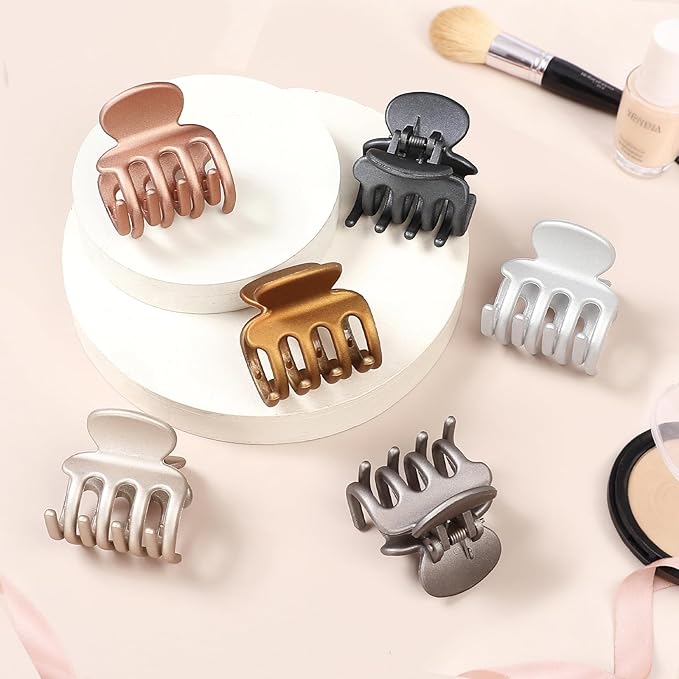 6 Pcs Hair Clips Small Claw Clips for Thin Hair Medium Matte Non-slip Hair Accessories for Women and Girls (Metallic Color)