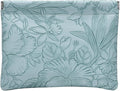 Floral Leather Makeup Pouch Set for Women Small Make Up Bag for Purse Waterproof Initial Makeup Cosmetic Bags Pouches for Purse Aesthetic Travel Toiletry Bag, Blue
