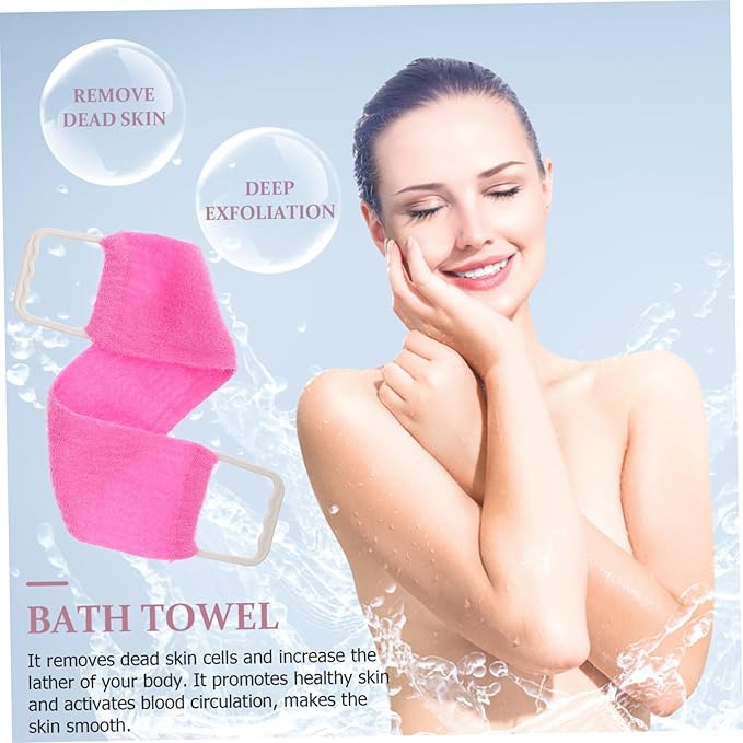 Double Sided Natural Bath Scrubber with Strong Exfoliating Pull Strap for Men and Women Deep Cleansing Massage Towel for Back Spa Shower Belt Random Solid Color Random Color