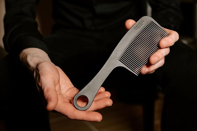 Chicago Comb Model 14 Carbon Fiber, Made in USA, Anti-static, Detangling, Styling & Shower comb, 8.4 inches (21 cm) long