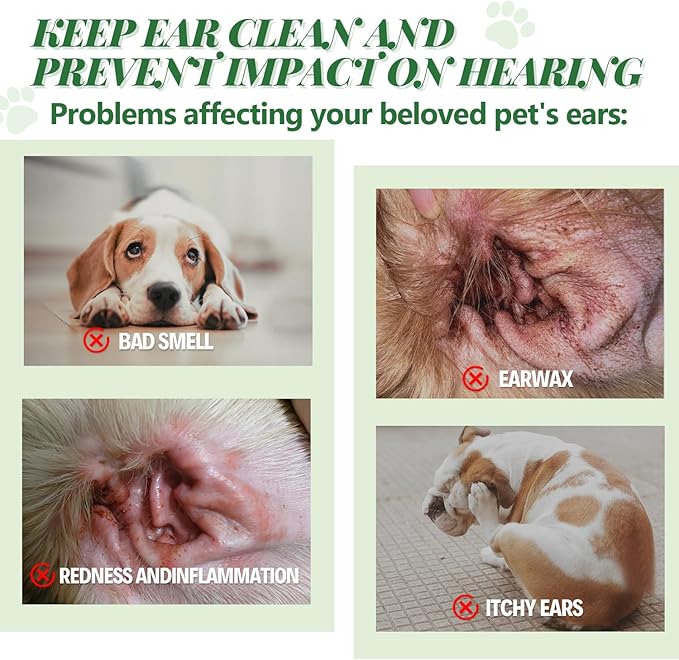 Pawsitive Vibes Dog Ear Powder Set, Dog Ear Powder for Hair Removal 30g, Dog Ear Infection Treatment, Removing Earwax and Odour, Relief of Itching. (Greener 2 pcs)
