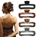 5 Inch Large Hair Claw Clips, No Slip Matte & Glossy Unbreakable Square XL Hair Clips for Thick Long Curly Hair, Women's Big Rectangle Strong Clips, 4 Pack