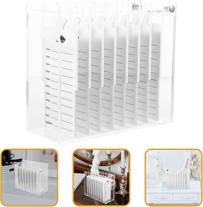 SAFIGLE Acrylic 8-layer Dustproof False Eyelash Storage Box Makeup Organizer Case for Home and Beauty Salon
