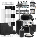 Clara Clark Bathroom Accessories Set - 28PC Bathroom Set with Adhesive Corner Shower Caddy Hanging, Bathroom Sets with Shower Curtain and Rugs, Black Shower Curtain Set with Bathroom Trash Can