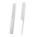 2 Pcs 304 Stainless Steel Metal comb, anti-static, heat-resistant, Ultra-thin, Metal Teasing Comb with Pick, Rat Tail Comb, Wood Grain Design