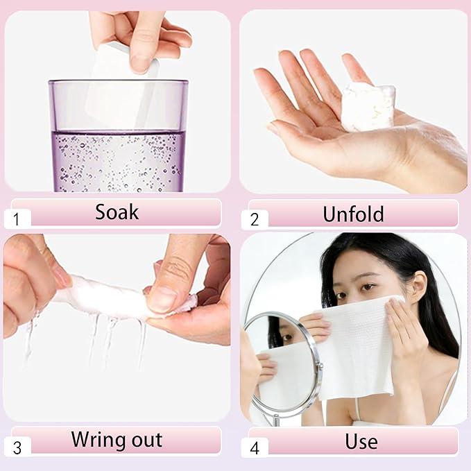 100 PCS Compressed Face Towels – Portable Eco-Friendly Cotton Tablets for Travel, Camping, Hiking, Sports, and Beauty – Disposable Hand Wipes Pink (11x8.7 Inches) Pink