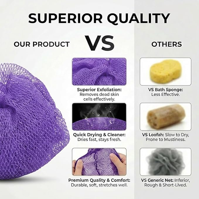 African Net Sponge, Exfoliating Body Scrubber, Soft Satin Silk Bonnet for Men Women Hair Bonnet for Sleeping, Double Layer Silk Sleep Cap, Purple, HomeyVenture