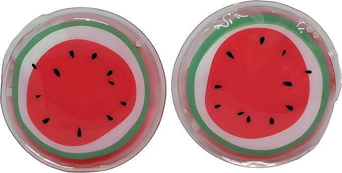 Bexter Watermelon Hot & Cold Eye Pads – Gel Eye Masks for Puffiness, Dark Circles, Migraines & Stress Relief – Reusable, Microwavable & Freezable – 2 Pads Set