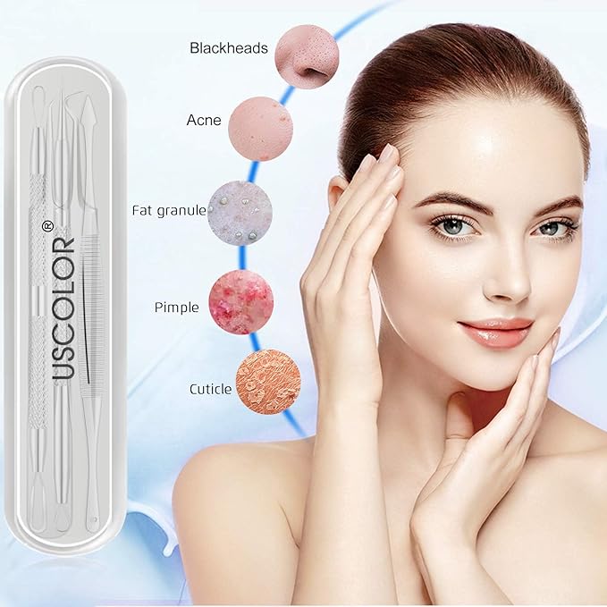 8PCS Blackhead Remover for Face, Pimple Popper Tool Kit, Comedone Pimple Extractor, Acne Whitehead Blemish Removal Kit, Professional Stainless Steel Clean Tools