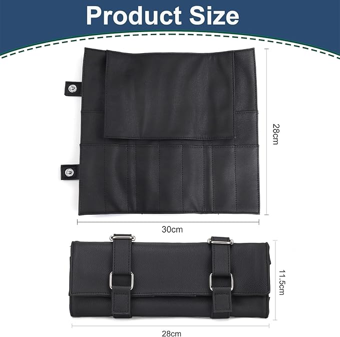 Salon Scissors Bag Roll Up, 14 Pockets PU Stylist Grooming Scissors Holder Barber Hair Scissor Shears Cases for Hairdressers (HJ-ZP012-Black)