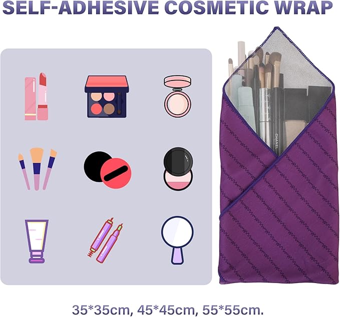 Walking Way Self-Adhesive Magic Cloth Makeup Bag, Lazy Organizer, Multipurpose Lens Wrap, Tech Case, No Zipper, Lightweight, Compact, Stylish Protective Layer for Cosmetics, DSLR, Travel Essentials