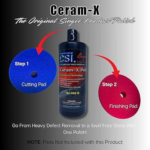 CSI Ceram-X Car Polish | The Original Single Product Polish | Heavy Defect Removal to Swirl Free Shine | Water Based Formulation | Filler-Free | Body Shop Safe