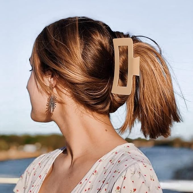 4 PCS 5 Inch Extra Large Claw Clips for Women, Large Jumbo Claw clips for Thick Long Curly Hair, Oversized Matte Non-slip Rectangle, Durable Strong Hold Hair Clip, Non-slip Square Jaw Clips
