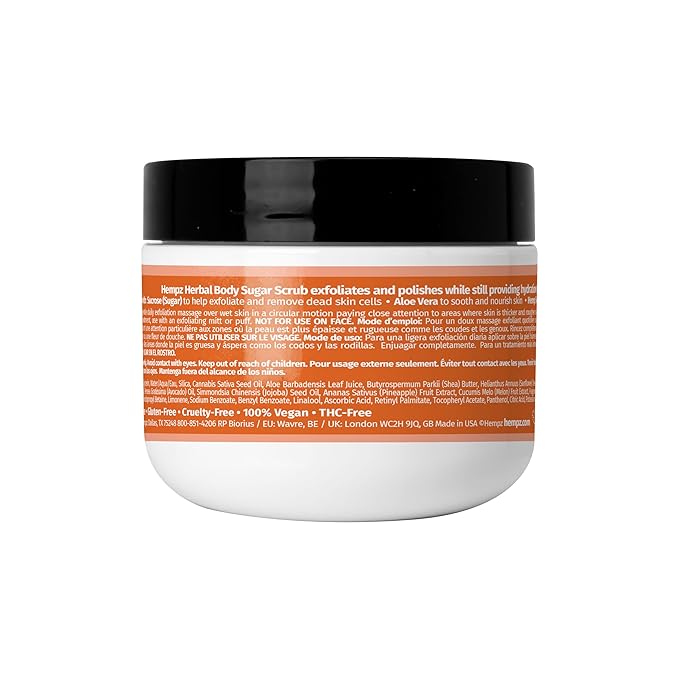 Hempz NEW Mini Sugar Body Scrub, Sweet Pineapple & Honey Melon, Travel Size, 2 oz.