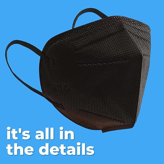 (50-Pack) KN95 Face Masks, Individually Wrapped, Premium Disposable Dust Mask, Black
