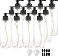 12 Pack 8 oz Plastic Pump Dispenser Bottles for Massage Oil, Shampoo, Lotions, Body Wash Pump Bottles, Cream Refillable Containers with Pump, 2 Funnel, 18 Chalk Labels