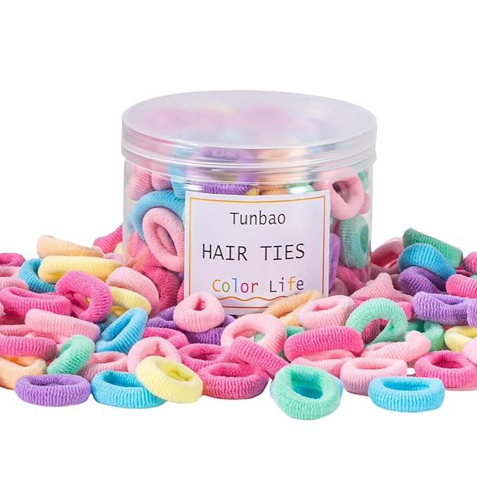 100 Psc Baby Hair Ties,Soft Cotton Toddler Hair Ties,Small Seamless Hair Bands for Girls and Kids,Multicolor Hair Elastics Ponytail Holders