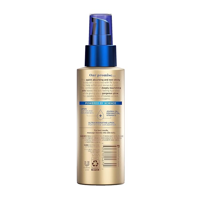 Vaseline Radiant X Replenishing and Hydrating Body Oil with 1% Lipids,Jojoba Oil,Coconut-Oil,& Vitamin E 3.7 oz,(Pack of 2)