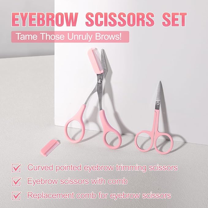 Eyebrow Kit, 17 in 1 Tweezers for Women Facial Hair, Hair Scissors with Comb, Eyebrow Trimmer, Brow Brushes, Hair Tools Travel Bag, Professional Grooming Tweezer Set