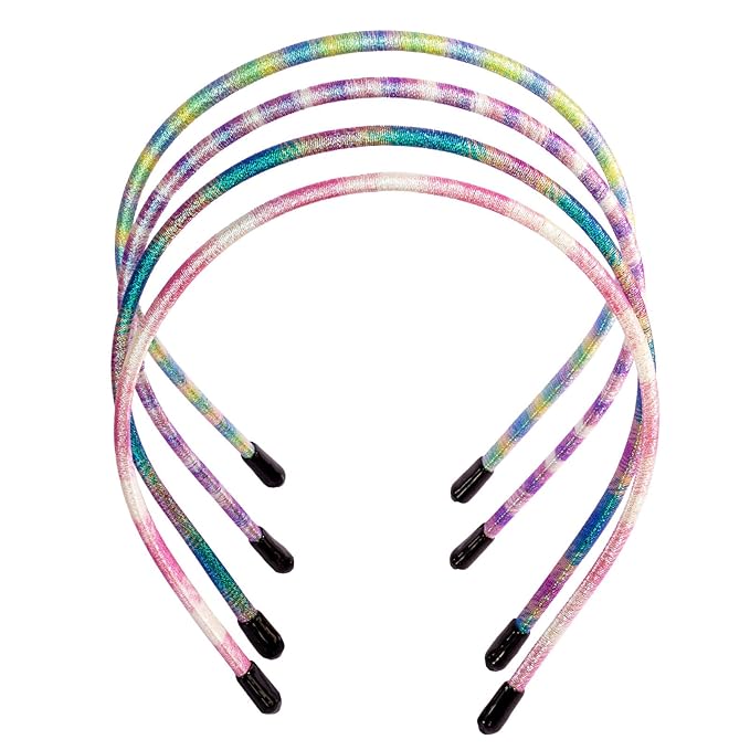 minihope Skinny Multicolor Headbands - Assorted Colors for All Hair Types - Instant Style, Pain-Free Wear - Durable, Adjustable, 4 Pack - Women, Men, Boys, Girls