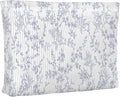 Elegant Blue Floral Makeup Pouch for Women Small Make Up Cute Flower Pattern Bag for Purse Zipper Initial Makeup Cosmetic Bags Pouches for Purse Aesthetic Travel Toiletry Bags