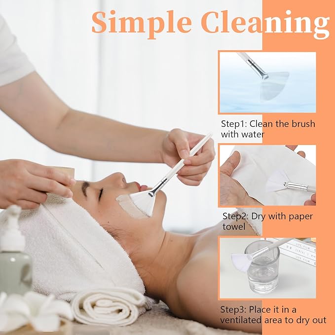 30 Pieces Soft Fan Brush for Facial Esthetician, Flat Head Fan Makeup Brush, Cosmetic Face Applicator Tool for Mud Cream Makeup Peel Women (White)