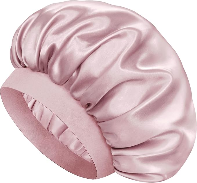 Satin Silk Bonnet for Sleeping, Double Layer Silk Sleep Cap for Men & Women, Soft Satin Lined Bonnet for Curly Hair