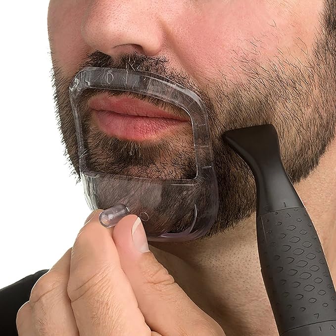 Linkidea Beard Styling Tool with Comb, Beard Guide for Men, Transparent Moustache and Side Legs for Jaw Line Cheek Neck Symmetrical Line