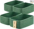 Small Storage Baskets for Organizing | Closet Organizer Bins | Shelf Toy Basket | Woven Rope Baskets | Cube Decorative Box | Shallow Basket | 11.5x7.5x4.7” | 4 Packs Green