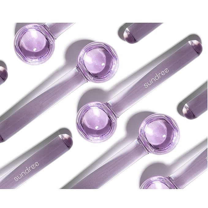sundree Cooling Facial Ice Globes | Reduce Puffiness | Tighten Skin | Improve Circulation | Freezer Safe | Bundle (2 - Pack) (Clear)
