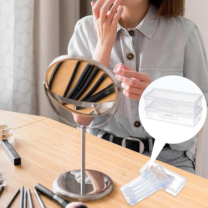 4 Pcs Cotton Swab Holder for Travel Portable Small Dental Floss Picks Case Clear Plastic Buds Storage Containers Box with Dustproof Lid for Ear Cosmetics Makeup Remover Nail Polish Remover