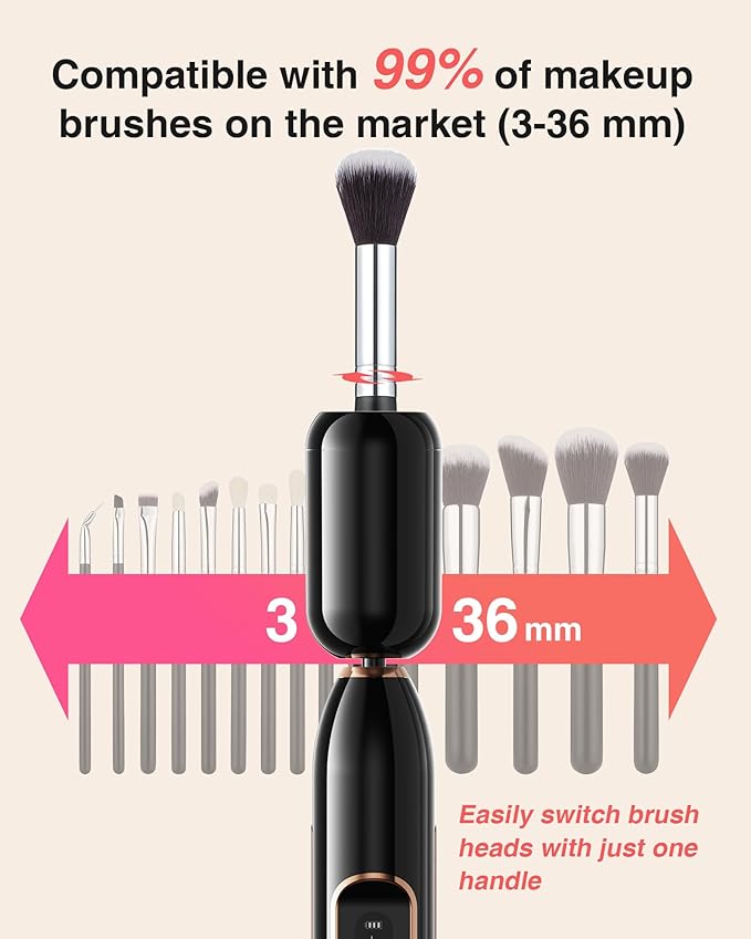 2-in-1 Nail Drill Electric Nail File with Makeup Brush Cleaner Machine (No Bowl), 1500 mAh Battery, Ultra Low Noise, Portable and Rechargeable for Travel & Home