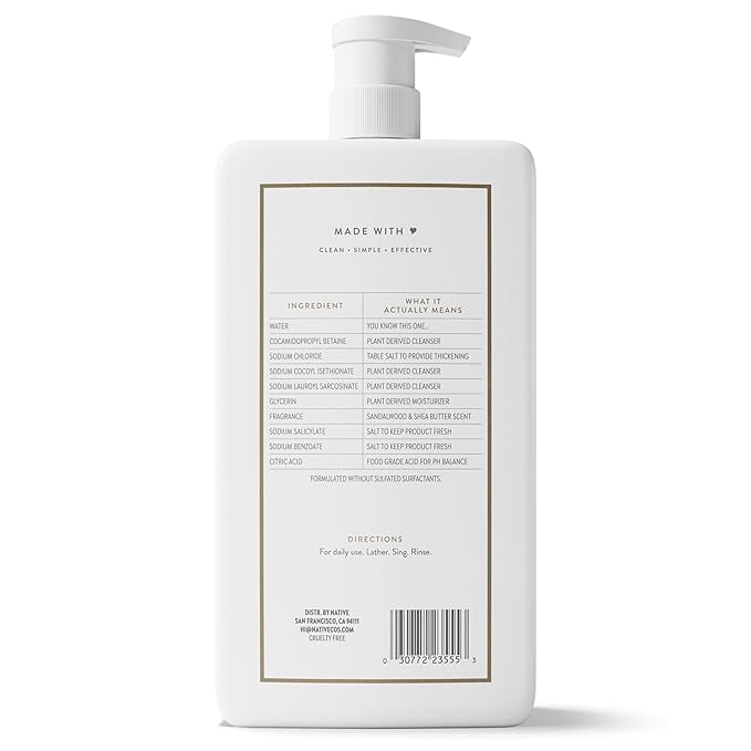 Native Sulfate Free Body Wash Contains Naturally Derived Ingredients | for Women & Men | Sandalwood & Shea Butter, 36 oz