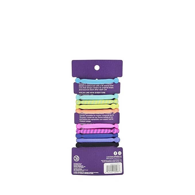 Goody Ouchless Forever Hair Elastics - Assorted Neon/Damage-Free Bands/3X Stronger Hair_Ties/Retainable Shape/16 Strand Inner Core, Hair Accessorie for Women & Men-All Hairs Type, 10 Count (Pack of 2)