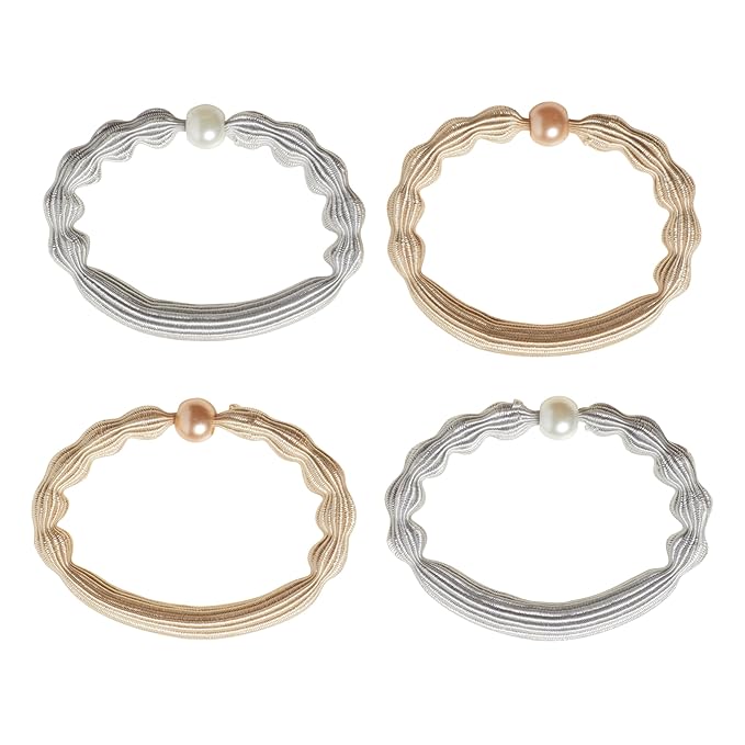 Goody Ouchless Forever Hair Elastics, 10 Ct, Blonde & Silver, 6MM, Damage-Free, 3X Stronger Ties, Retainable Shape, 16 Strand Inner Core, Styling Accessories for Women & Men, All Hair Types